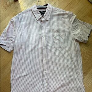 Men's White and Pink Geometric Button-Down Shirt